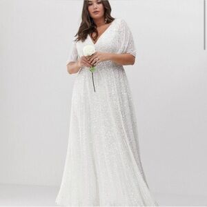 ASOS White Sequin Wedding Dress